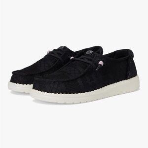 Hey Dude Black Flats with White Sole